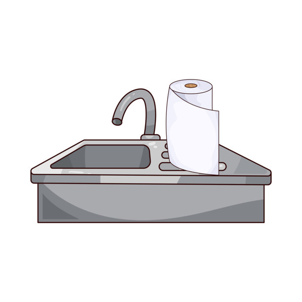 带纸巾的厨房水槽图片下载