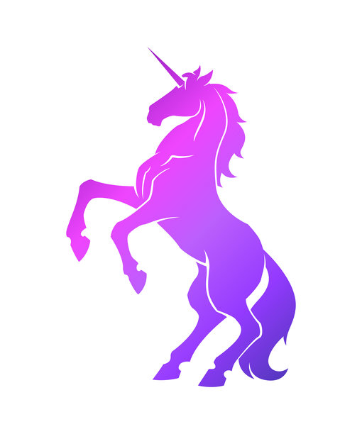独角兽剪出轮廓-矢量图标，标志，徽章，贴纸与粉紫色饲养独角兽图片下载
