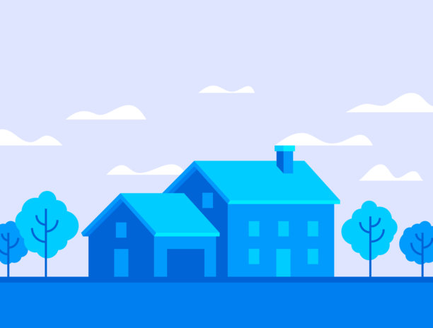 蓝色家园房地产公司蓝图之家冬季物业设计背景图片下载