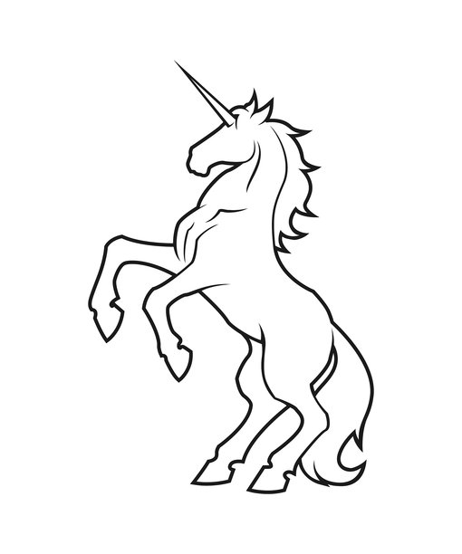 独角兽剪出轮廓-饲养独角兽矢量图标，标志，徽章，贴纸图片下载