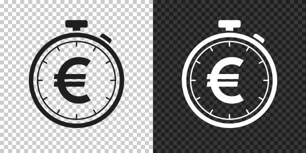 秒表与欧洲标志。空白背景上的设计图标图片下载