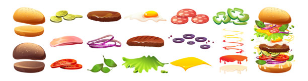 汉堡包配料包快餐建设者图片下载