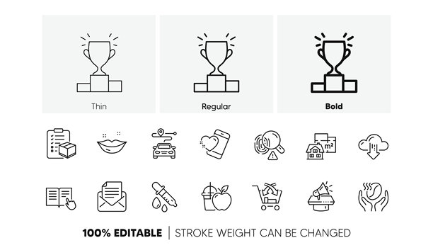 果汁，心脏和指纹线图标。对于web应用程序，打印。行图标。向量图片下载