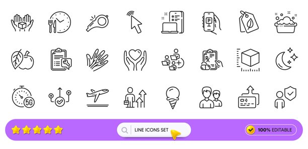 为Web应用添加团队、业务结果和苹果线图标象形图标线图标矢量图图片下载