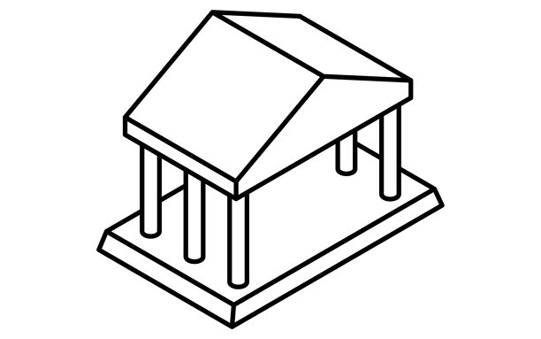 寺庙式建筑的博物馆或银行，商业图标的目标，目标的实现，和目标，等距插图图片下载