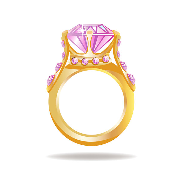 金戒指与粉红色的水晶图片下载