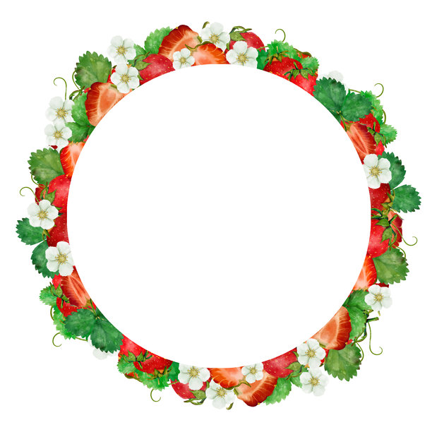 一个令人愉快和充满活力的新鲜草莓和花卉框架设计的春天庆祝活动图片下载