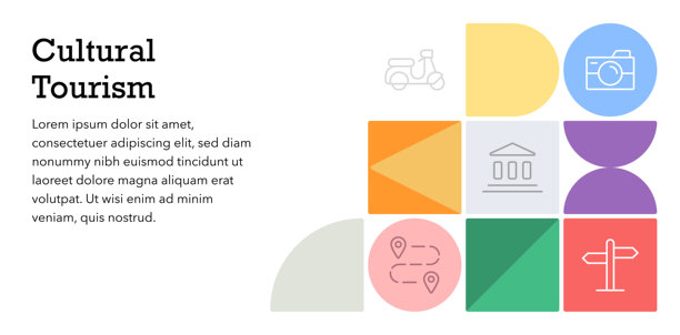 文化旅游概念包豪斯风格的网页横幅设计与简单的可编辑笔画线图标。图片下载