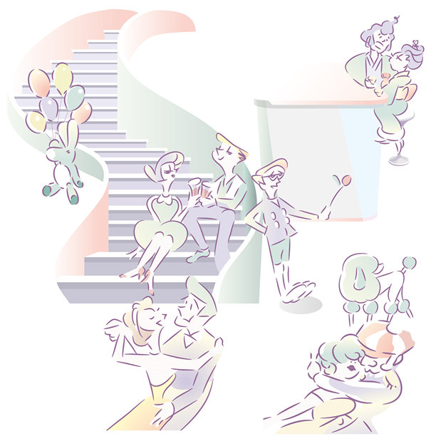 矢量插图的人和宠物享受一个家庭聚会。party01图片下载