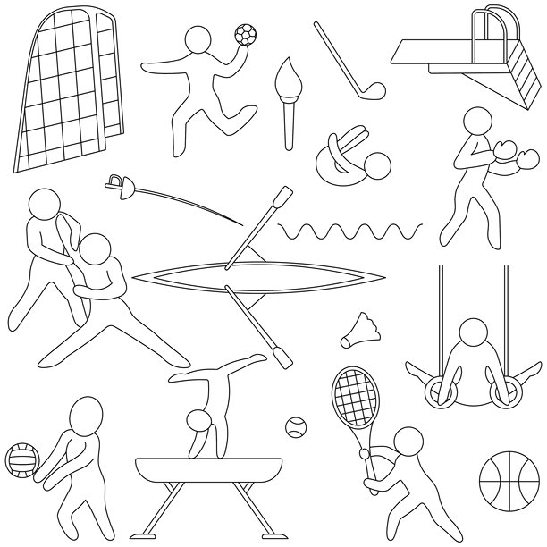 夏季奥运会运动项目插画合集：手球、平衡木图片下载