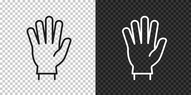 橡胶防护手套。空白背景上的设计图标图片下载