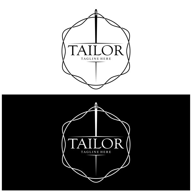 裁缝标志图标插画模板结合了衣服纽扣，线和缝纫机，用于服装产品设计，对流公司，时尚的矢量形式图片下载