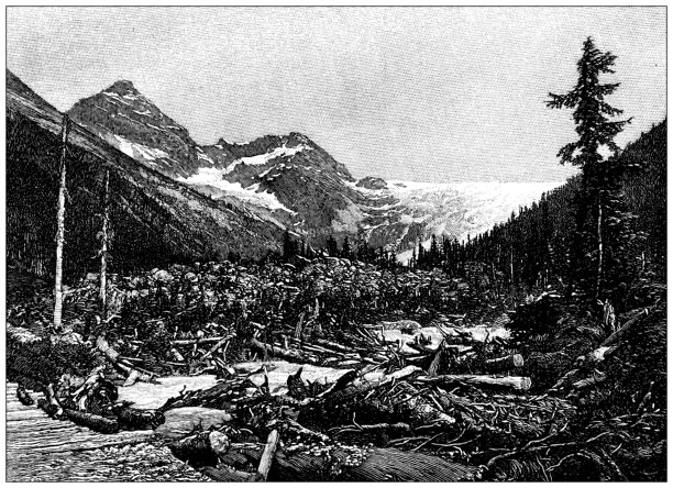 古董插图:落基山脉，加拿大图片下载