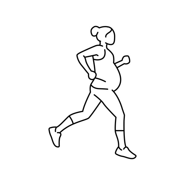 孕妇跑线图标。孕妇锻炼。图片下载