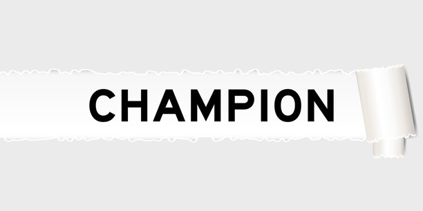 撕开的灰纸背景，有字冠军在撕裂部分图片下载
