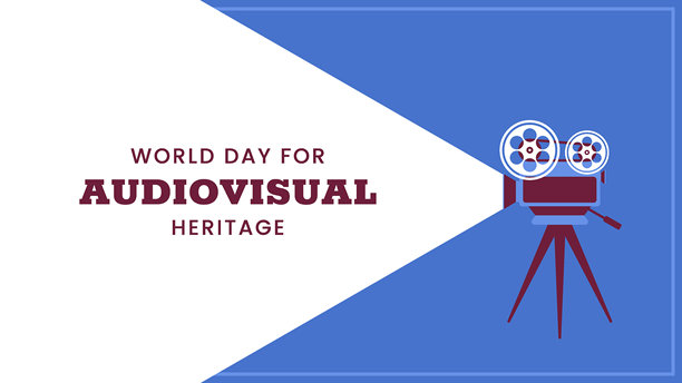 世界音像遗产日横幅。10月27日。复古的颜色。最小假日概念。模板的背景，社交媒体的帖子，网页横幅，卡片，海报与文字铭文图片下载