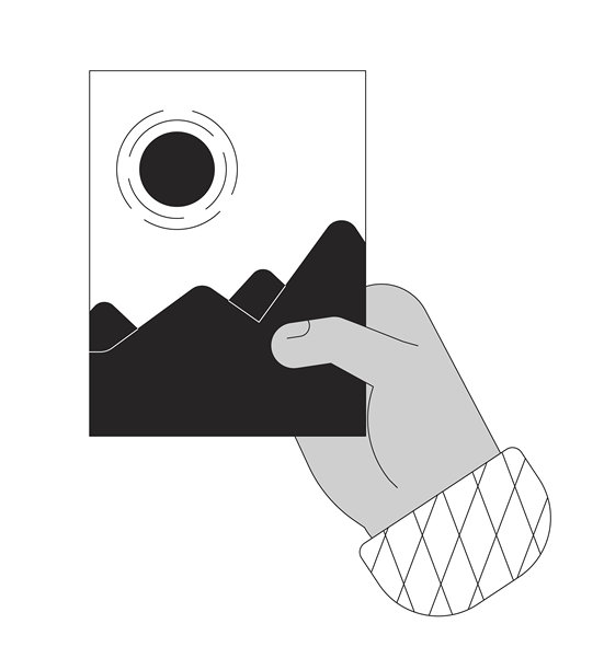 非裔美国人手持风景画大纲插图图片下载