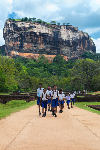 一群学生在花园里散步图片下载