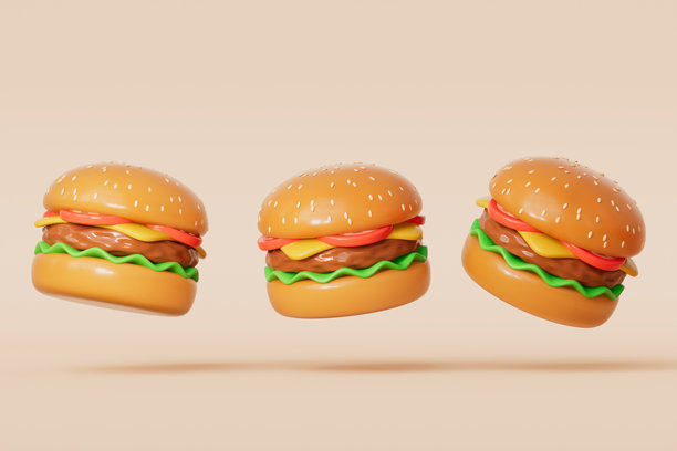 3d渲染汉堡薯条和可乐图片下载
