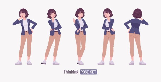 有效的好看的商业年轻女性思考如何摆姿势图片下载