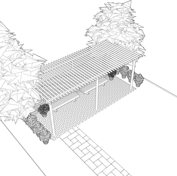 景观和建筑的3D插图图片下载