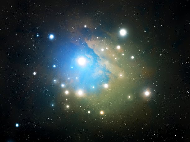 一群孤立的年轻恒星。太空中美丽的星座。图片下载