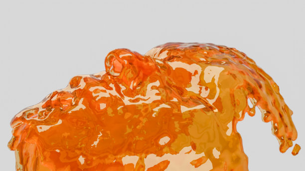 黄金胶原蛋白肌肤精华液滴至面部。纯蜂蜜或橄榄油或黄色面霜清洁和保护面部。美妆液、彩妆精华液、彩妆护肤品、3d渲染图片下载