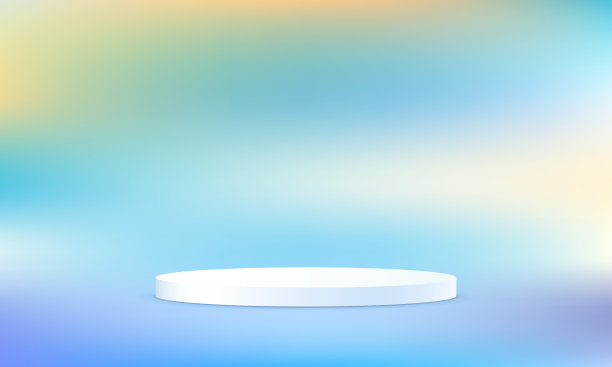 讲台与云天空的背景。抽象梯度背景。在网站上销售产品的空间。矢量插图。图片下载