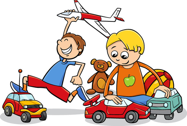 快乐的卡通男孩玩玩具图片下载