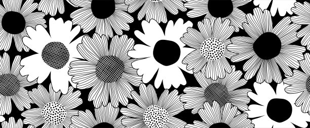 花卉图案与手绘花。图片下载