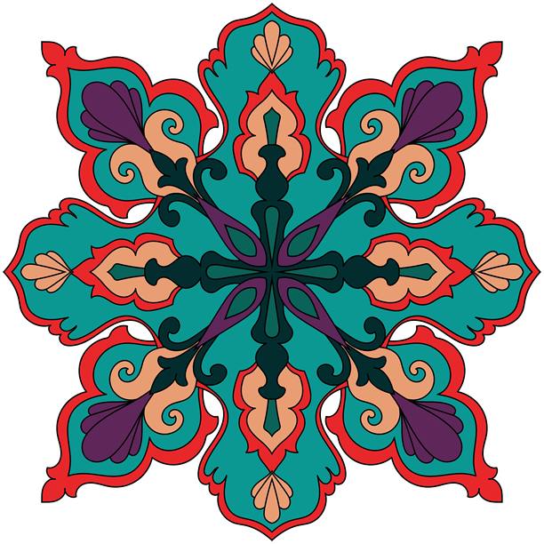 曼陀罗的图片和色彩抽象的花卉元素，花卉装饰织物图案图片下载