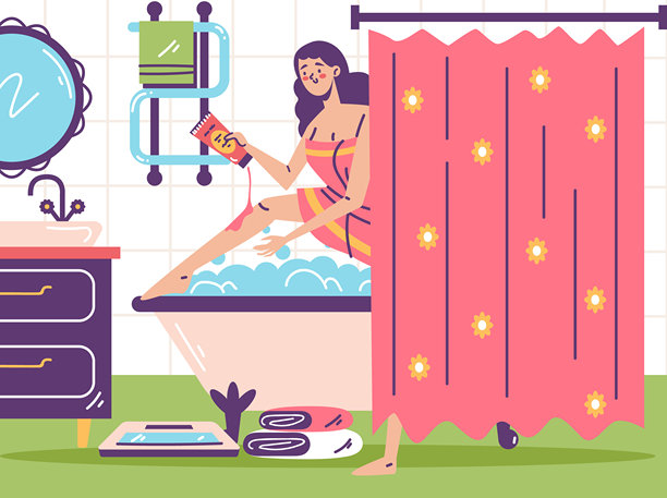 浴室室内线条艺术简约风格的构图背景图片下载