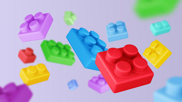 塑料玩具砖块背景。图片下载