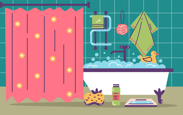 浴室室内线条艺术简约风格的构图背景图片下载