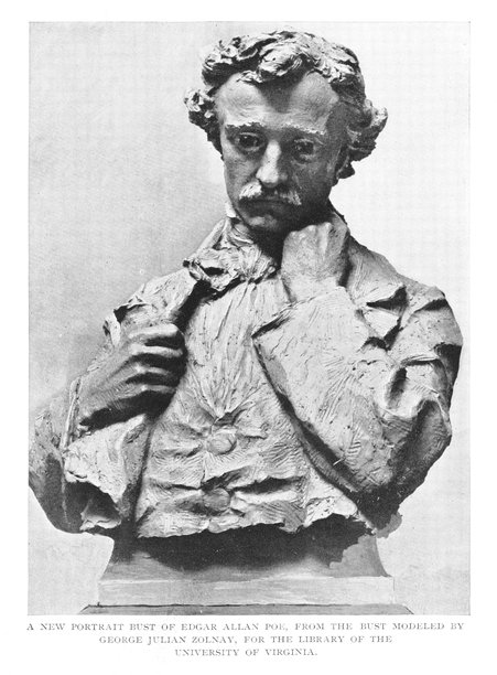 诗人兼作家埃德加·爱伦·坡半身像，雕塑家乔治·朱利安·佐尔内创作图片下载