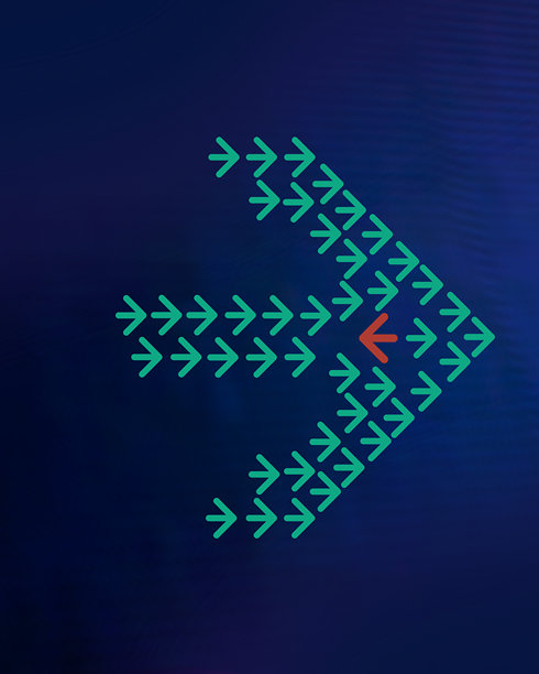 简单干净的蓝色背景上的图形箭头概念。图片下载