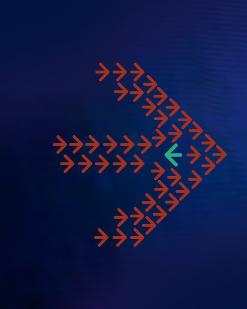简单干净的蓝色背景上的图形箭头概念。图片下载