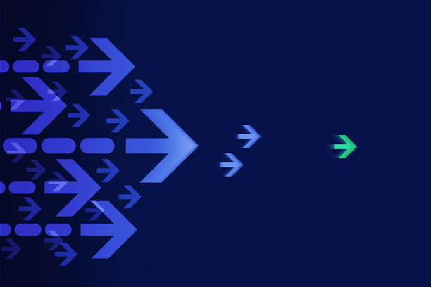 简单干净的蓝色背景上的图形箭头概念。图片下载