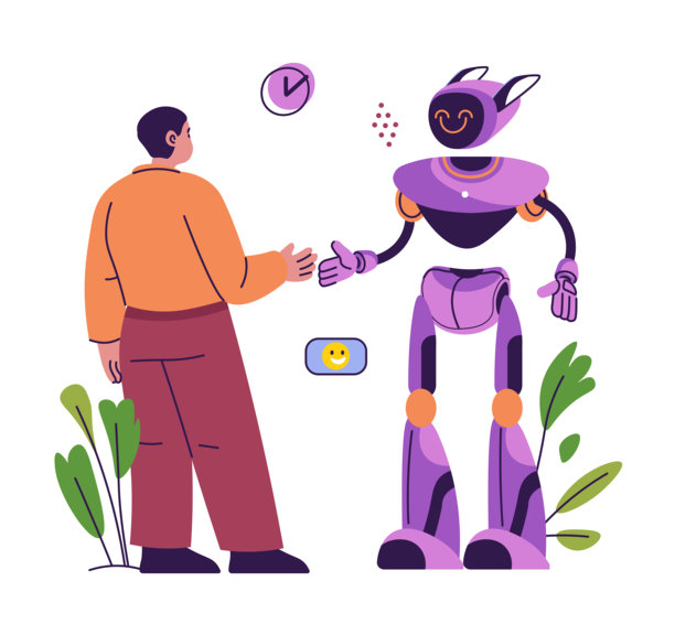 机器人和人类握手插图图片下载