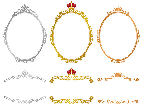 插图集欧式椭圆形框架和标题装饰与皇冠图片下载