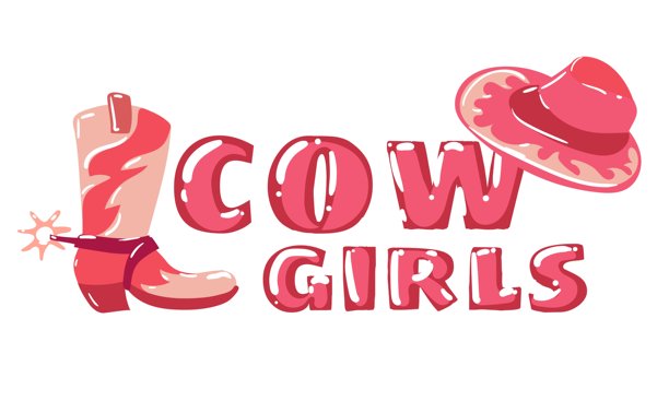 一张海报，画着牧羊女的鞋子和帽子。彩色的粉红色插图。在t恤上印上狂野西部的图案或海报设计。一个危险的野女孩。西方女孩图片下载