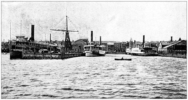 古董插图:新泽西州霍博肯造船厂和铁厂图片下载