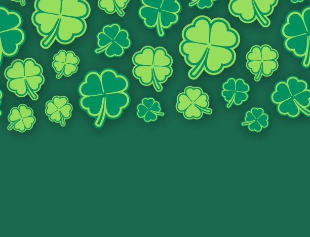圣帕特里克节三叶草绿色框架背景图片下载