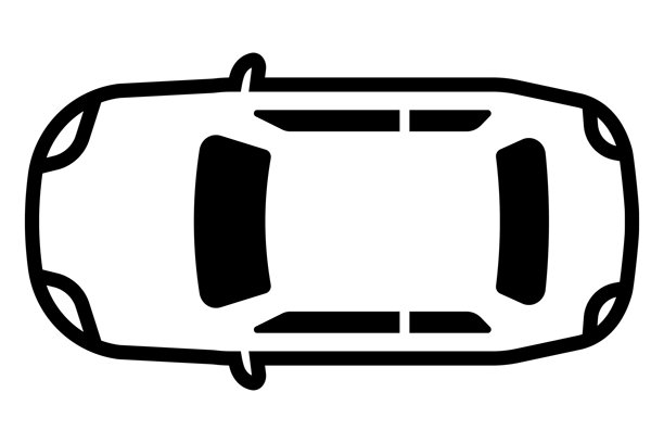 从上面看一辆汽车的剪影图标。图片下载