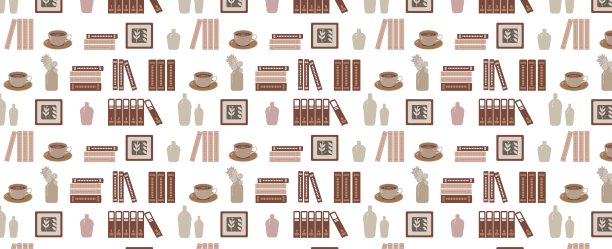 图案与书籍，马克杯和鲜花。图片下载