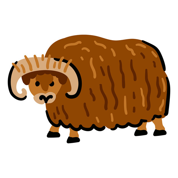 可爱的高地牛卡通剪贴画孤立的白色背景图片下载