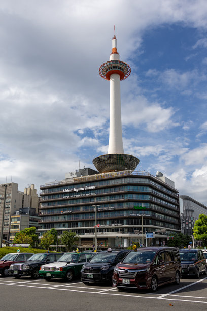 日本京都塔的京都市景图片下载