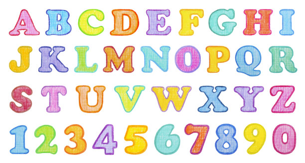 字母蜡笔手绘孤立图片下载