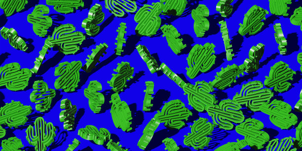 Сactus贺卡模板图案。墨西哥。3d渲染。图片下载