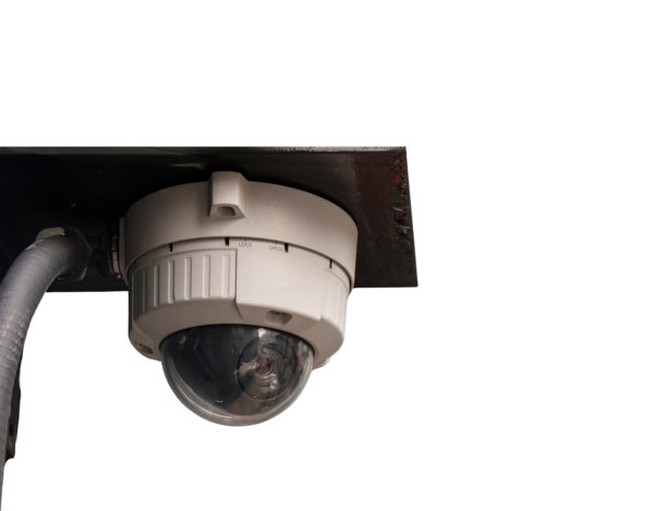 监控摄像头隔离在白色透明上图片下载